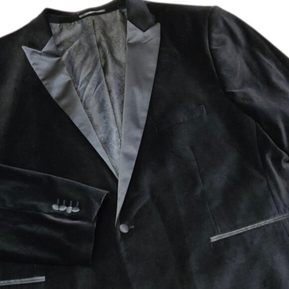 CARDI "Liam" Black Velvet Formal  Tux Jacket Prom Wedding Black Tie sz 58L - Picture 2 of 10